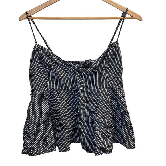 Abercrombie & Fitch Women's Pin Stripe Babydoll Tank Top Size Large Smocked Back - Picture 1 of 6